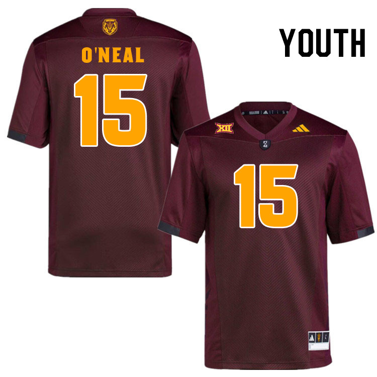 Youth #15 Elijah O'Neal Arizona State Sun Devils College Football Jerseys Stitched-Maroon